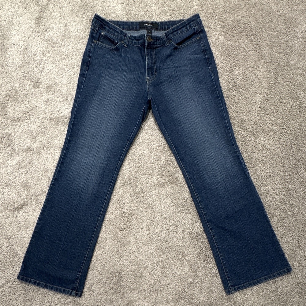 Women's Nine West Jeans Blue Denim Dark Wash Bootcut Mid Rise Stretch 14